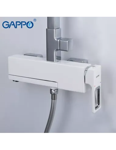 Душевая система с изливом Gappo G2417-8, белый хром