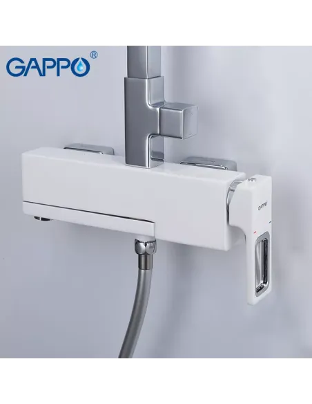 Душевая система с изливом Gappo G2417-8, белый хром
