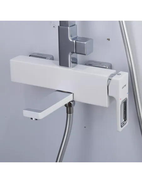 Душевая система с изливом Gappo G2417-8, белый хром