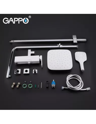 Душевая система с изливом Gappo G2417-8, белый хром