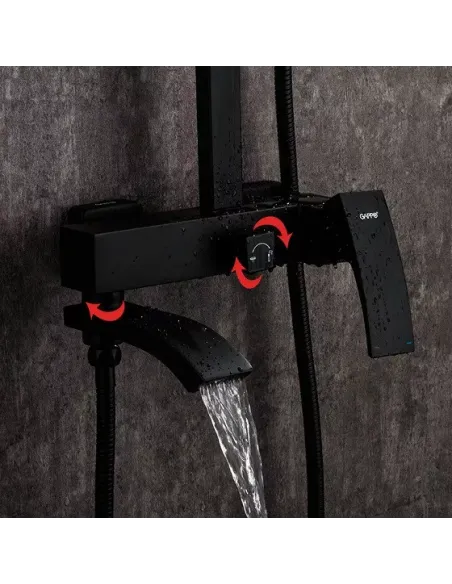 Душевая система с изливом Gappo G2407-6, черный