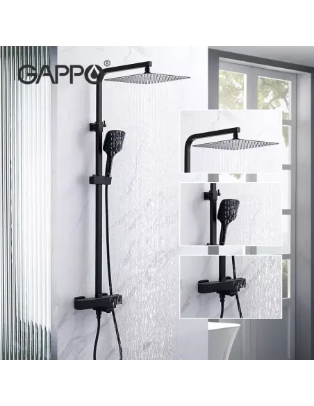 Душевая система с изливом Gappo G2417-60, черный