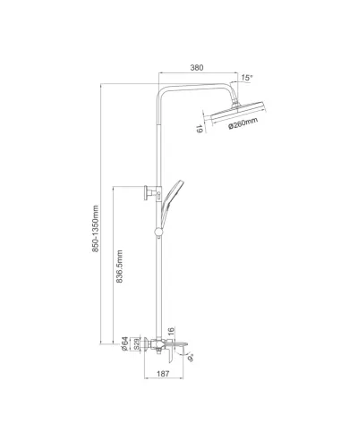 Душевая система с изливом Gappo G2403-6, черный хром