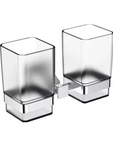 Склянка для ванної кімнати Gappo G1908, латунь, матовий хром, подвійний