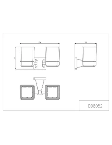 Склянка для ванної кімнати Gappo G1908, латунь, матовий хром, подвійний