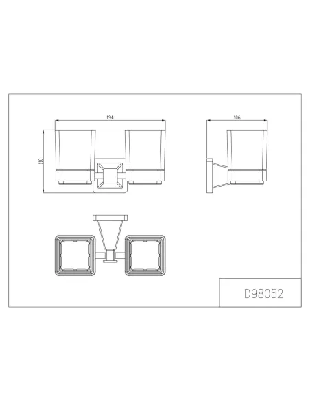 Склянка для ванної кімнати Gappo G1908, латунь, матовий хром, подвійний