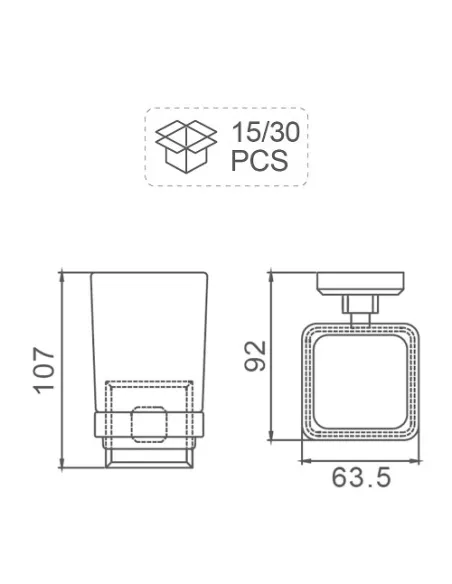 Стакан для ванной комнаты G3806, латунь, хром