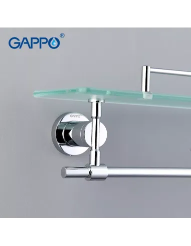 Полиця для ванної Gappo G1807-4, латунь, скло, з тримачем для рушників
