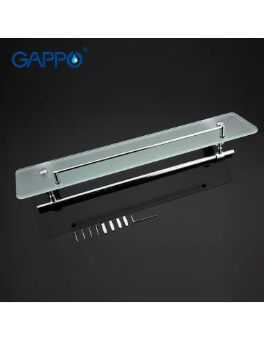 Полиця для ванної Gappo G1807-4, латунь, скло, з тримачем для рушників