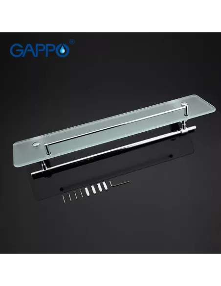 Полиця для ванної Gappo G1807-4, латунь, скло, з тримачем для рушників