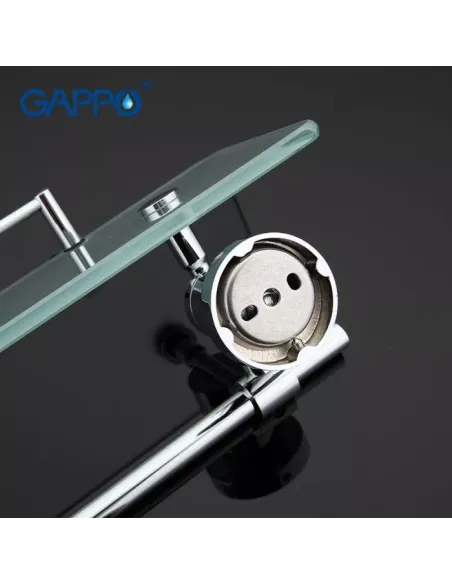 Полиця для ванної Gappo G1807-4, латунь, скло, з тримачем для рушників