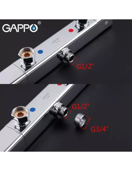 Смеситель для ванны с термостатом Gappo G2091, хром Смеситель для ванны с термостатом Gappo G2091, хром