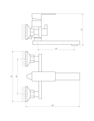 Смеситель для ванны Globus Lux Milano GLM-0102N-11-GRAPHITE