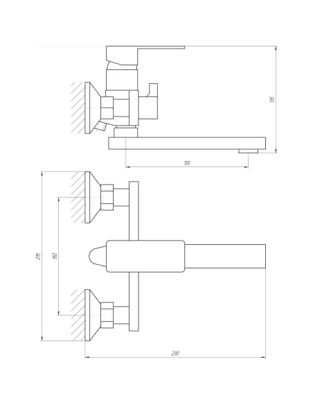 Смеситель для ванны Globus Lux Milano GLM-0102N-11-GRAPHITE