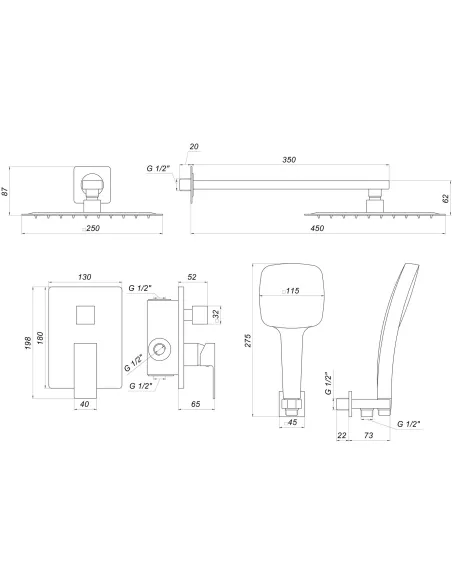 Душова система прихованого монтажу Globus Lux Smart GLM-205-GP