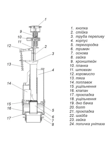 Запірна арматура на унітаз SoloPlast АБк-05 із клапаном бокової подачі