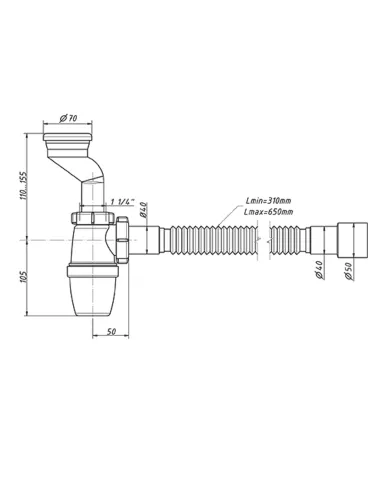 Сифон для пісуару Waterstal P31009 пляшковий
