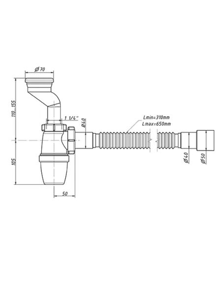 Сифон для писсуара Waterstal P31009 бутылочный