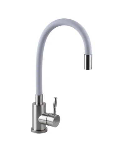 Змішувач для кухні з гнучким виливом Ecomix Alpen SBT3-203SG білий гофровилив