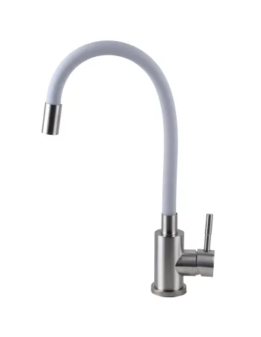 Змішувач для кухні з гнучким виливом Ecomix Alpen SBT3-203SG білий гофровилив