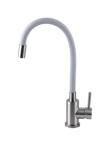 Змішувач для кухні з гнучким виливом Ecomix Alpen SBT3-203SG білий гофровилив