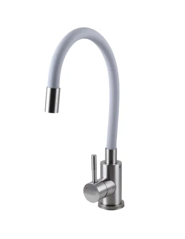 Змішувач для кухні з гнучким виливом Ecomix Alpen SBT3-203SG білий гофровилив