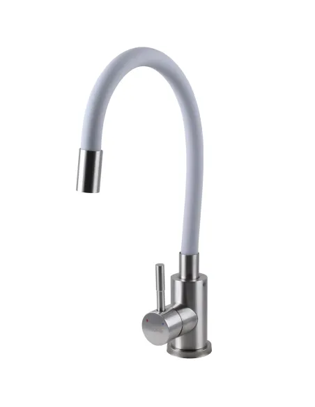 Змішувач для кухні з гнучким виливом Ecomix Alpen SBT3-203SG білий гофровилив