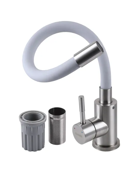 Змішувач для кухні з гнучким виливом Ecomix Alpen SBT3-203SG білий гофровилив