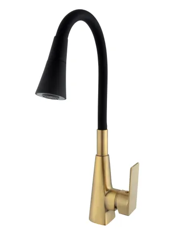 Смеситель для кухни с гибким изливом Domino Dionis DDD-203SM-BR-B01 черный гофроизлив