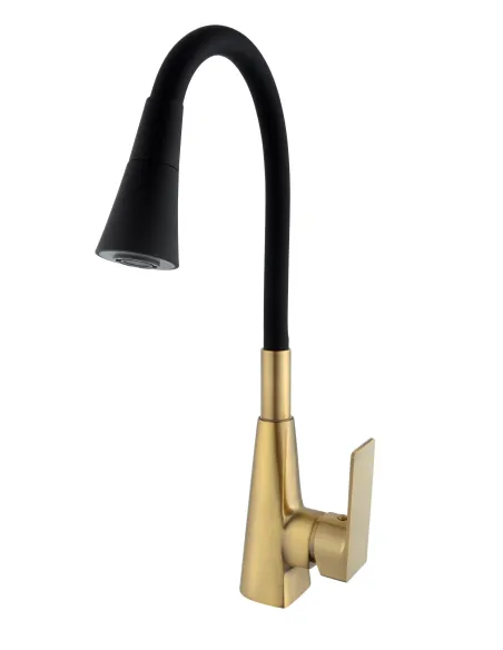 Змішувач для кухні з гнучким виливом Domino Dionis DDD-203SM-BR-B01 чорний гофровилив