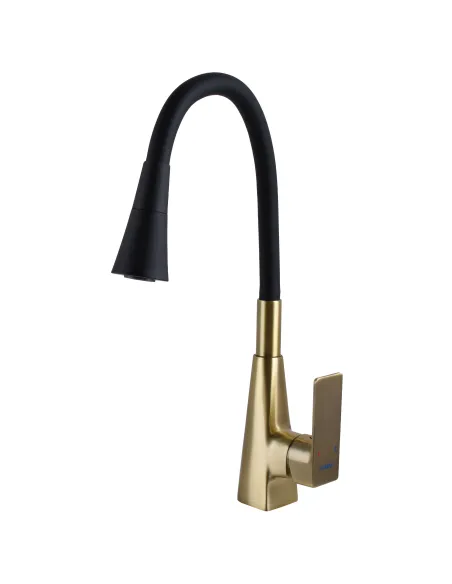 Змішувач для кухні з гнучким виливом Domino Dionis DDD-203SM-BR-B01 чорний гофровилив