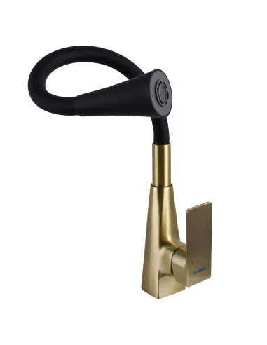 Смеситель для кухни с гибким изливом Domino Dionis DDD-203SM-BR-B01 черный гофроизлив