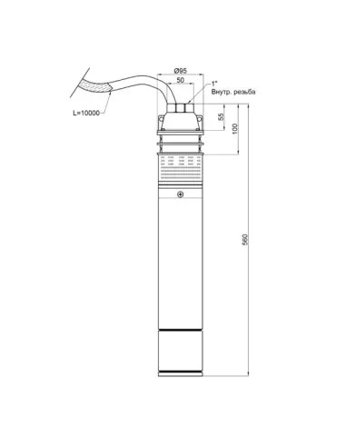 Вихревой скважинный насос Taifu 4SKM-150 1.1 кВт, кабель 12 метров, с пультом