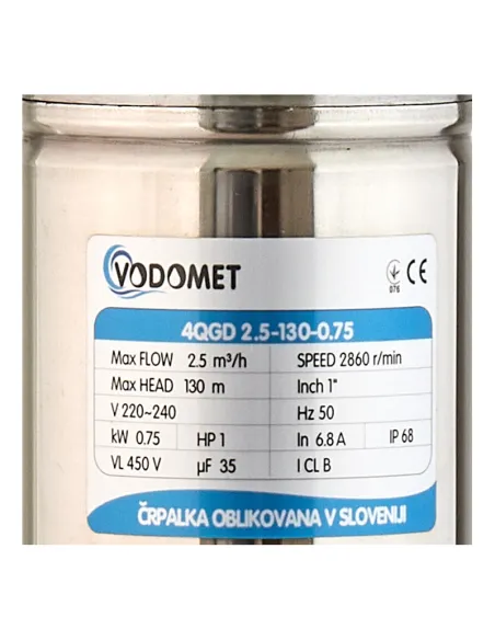 Шнековый насос для скважин Vodomet 4QGD 2.5-130-0.75 0.75 кВт