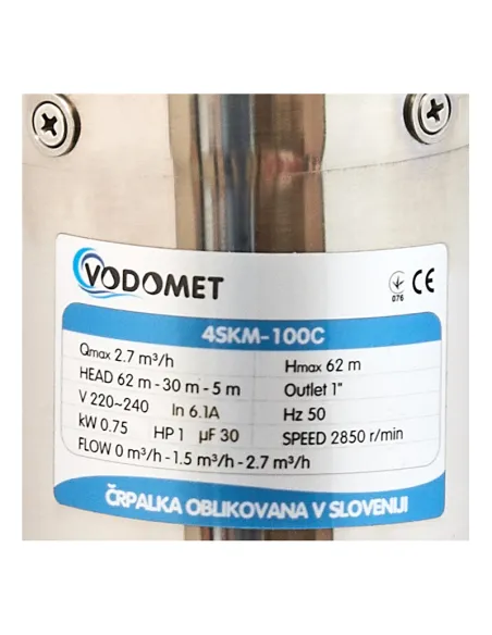 Вихровий глибинний насос Vodomet 4SKM-100C 0.75 кВт, кабель 10 метрів