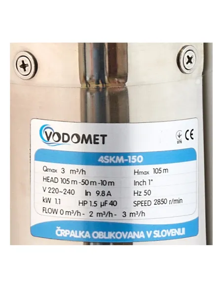 Вихровий глибинний насос Vodomet 4SKM-150 1.1 кВт, кабель 10 метрів