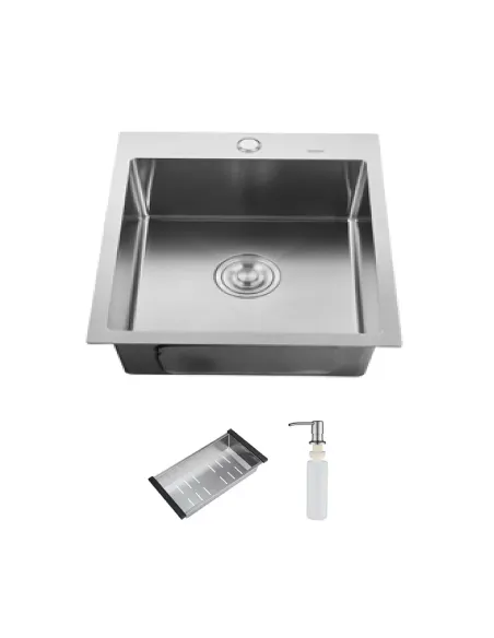 Мойка кухонная квадратная ITAL ID 5050 3.0/0.8 мм с дозатором