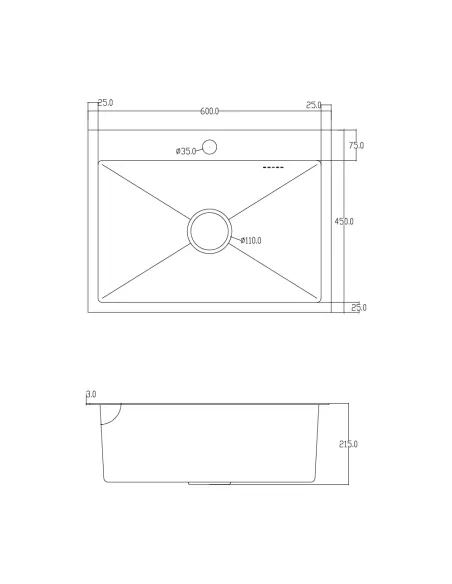 Мойка для кухни прямоугольная ITAL ID 6045 из нержавеющей стали, с дозатором
