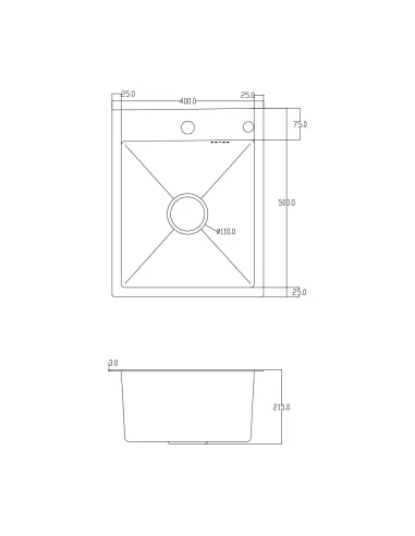 Мойка для кухни прямоугольная ITAL ID 4050 из нержавеющей стали, с дозатором
