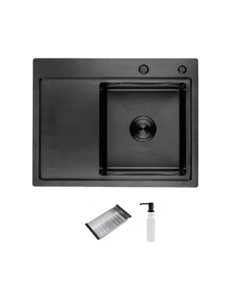 Мойка для кухни прямоугольная ITAL 6350R-B Black из нержавеющей стали, с дозатором
