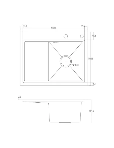 Мойка для кухни прямоугольная ITAL 6350R-B Black из нержавеющей стали, с дозатором