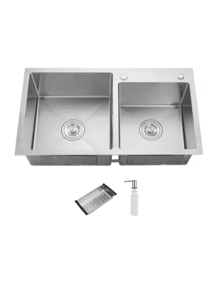 Мийка прямокутна для кухні ITAL ID 7541 3,0/0,8 мм з нержавіючої сталі, з двома чашами