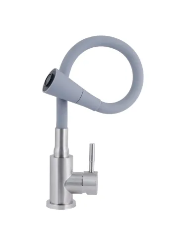 Змішувач для кухні з гнучким виливом Lidz Aria 015F31 Grey / Nickel