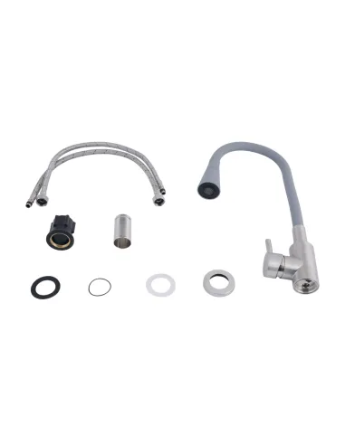 Змішувач для кухні з гнучким виливом Lidz Aria 015F31 Grey / Nickel