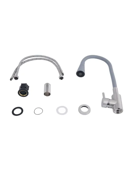 Смеситель для кухни с гибким изливом Lidz Aria 015F31 Grey / Nickel