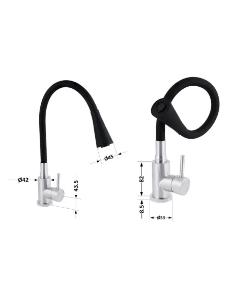 Змішувач для кухні з гнучким виливом Lidz Aria 015F31 Black / Nickel