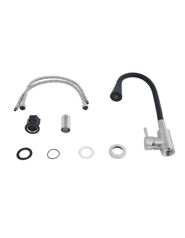 Змішувач для кухні з гнучким виливом Lidz Aria 015F31 Black / Nickel