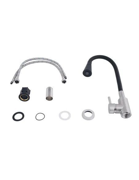 Змішувач для кухні з гнучким виливом Lidz Aria 015F31 Black / Nickel