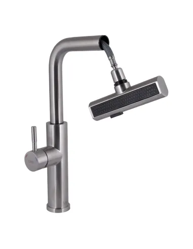 Смеситель для кухни с выдвижным изливом Lidz Aria 015FLT Nickel