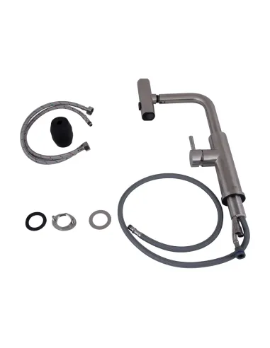 Смеситель для кухни с выдвижным изливом Lidz Aria 015FLT Nickel